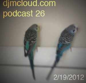 podcast artwork featuring Belle and Dodger the blue parakeets